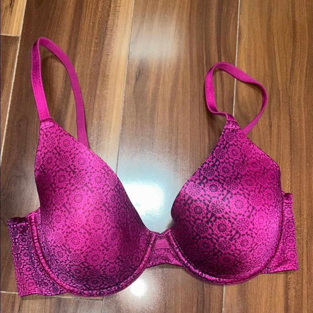 Medium Maidenform Pink Patterned Lightly Lined Br… - image 1